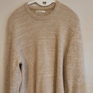 Marine Layer Mens Large Marled Oatmeal Tan Textured Knit Crewneck Sweater